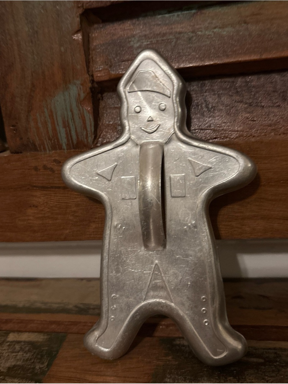 Vintage Gingerbread Man Cookie Cutter Handle Aluminum Metal Christmas